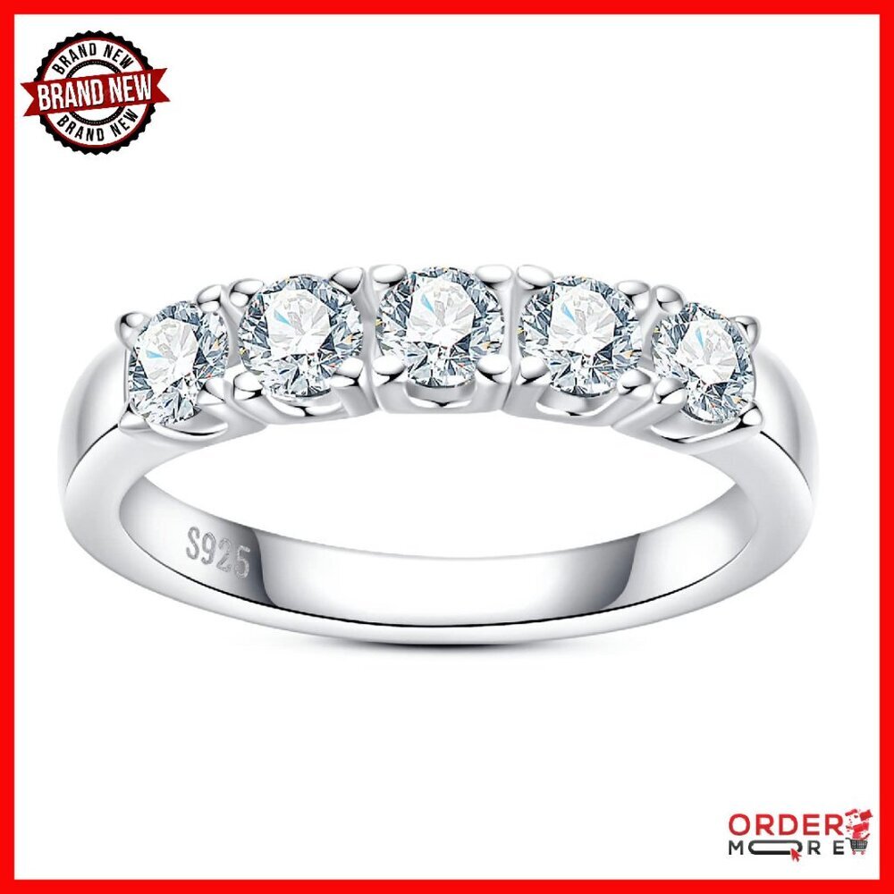 Sterling Silver Moissanite Eternity Ring Wedding Band D Color VVS1 Clarity